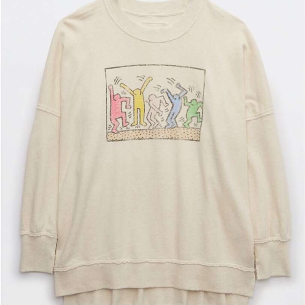 Aerie The Happiest Oversized Keith Haring Crew Sweatshirt S